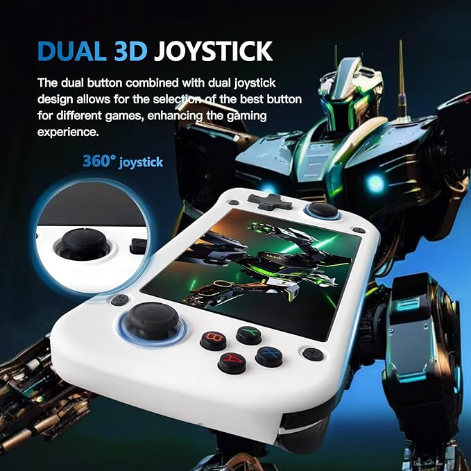 15000+ Games Retro Handheld Console, HD Gaming Controller, TV Home Arcade, 64GB Storage, 4.3-Inch Display, Multiple Emulators for PS1, for N64, Supports HDMI Output(White)