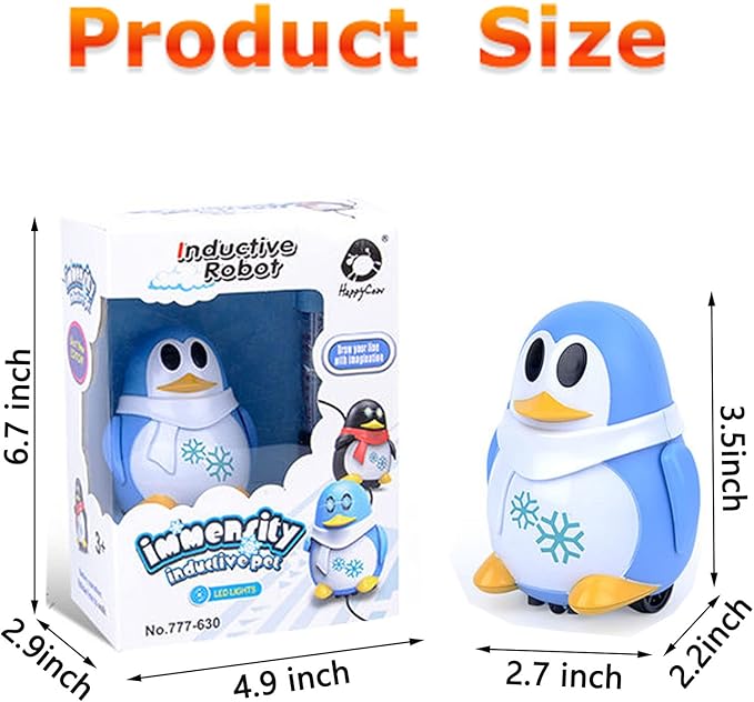 Mini Induction Robot Penguin Interactive Toys - Follow Black Lines & LED Lights - Educational Children's Gift