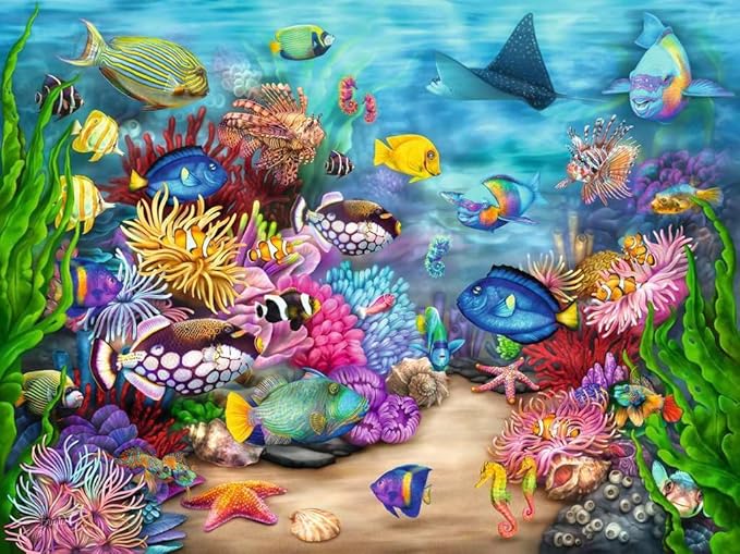 Ravensburger Tropical Reef Life | 750 Piece Large Format Jigsaw Puzzle | Ideal for Adults and Kids | Unique Softclick Technology Durable and Glare-Free | FSC Certified