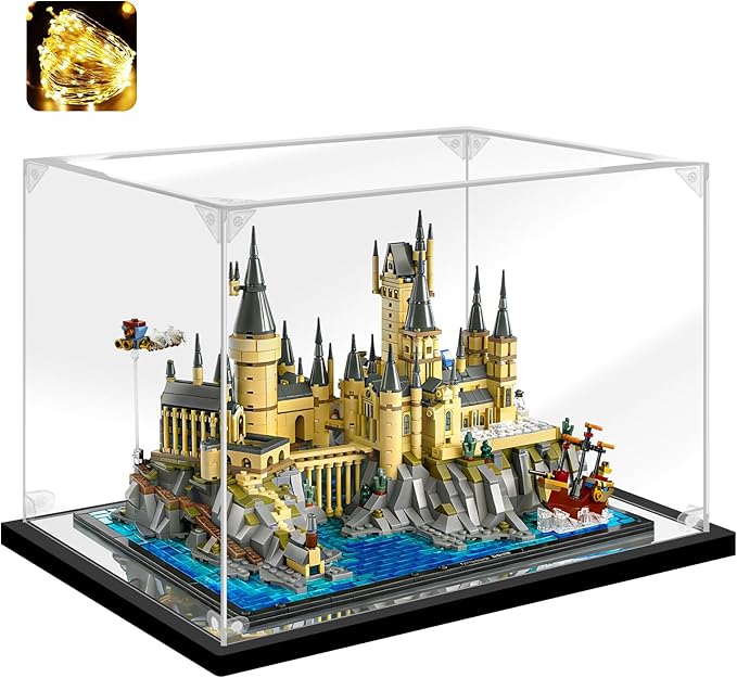 Acrylic Display Case, 15.8×11.8×11 Inch Clear Acrylic Display Box with Black Frame, Assemble Collectibles Display Case for Trophy, Action Figures, Dolls & Building Toys