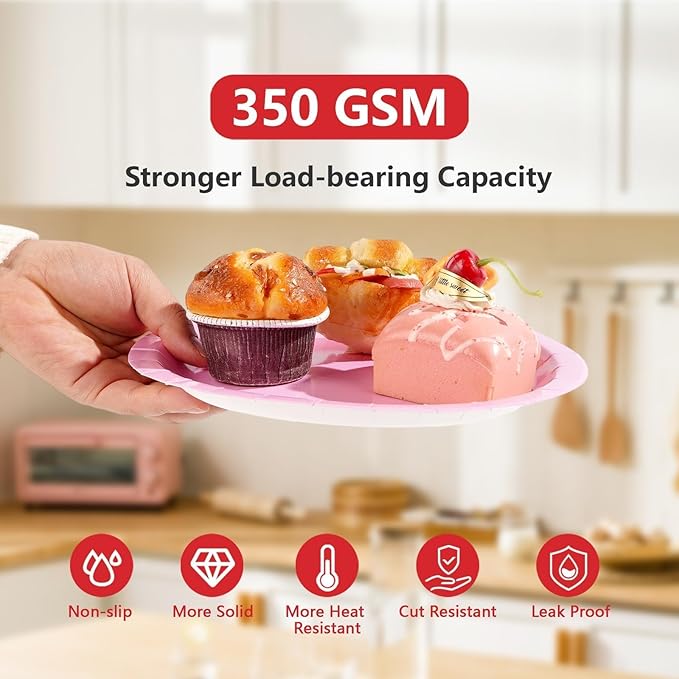 96Pcs Pink Red Birthday Party Decorations Red and Pink Plates and Napkins Disposable Solid Color Paper Tableware Set for Girls Women Birthday Mother's Day Bridal Shower Party Supplies Serves 24