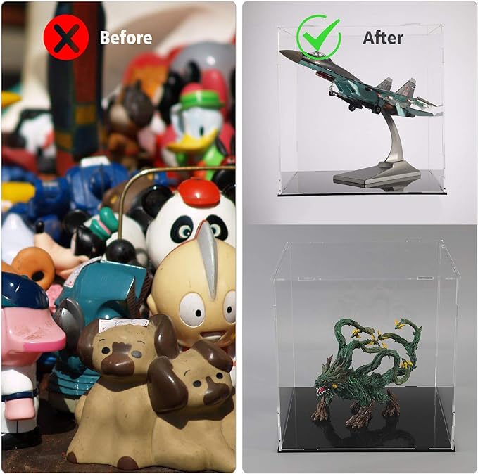 A+ DESIGN Clear Acrylic Display Case Assemble Collectibles Box Alternative Glass Case for Display Action Figures Home Storage & Organizing Toys (7x7x7 inch; 18x18x18 cm)