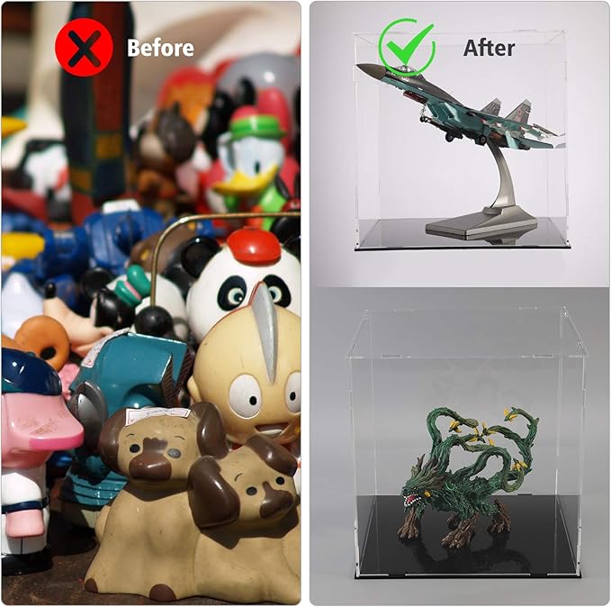 A+ DESIGN Clear Acrylic Display Case Assemble Collectibles Box Alternative Glass Case for Display Action Figures Home Storage & Organizing Toys (5.5x5.5x9.5 inch; 14x14x24 cm)