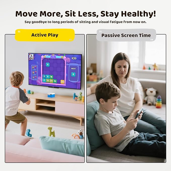KINHANK MotionX Game Console for Kids & Family,Interactive AI Video System with 40 Games,Multi-Player Active Play Connects to TV Plug&Play for Adults & Children,No Controllers Needed