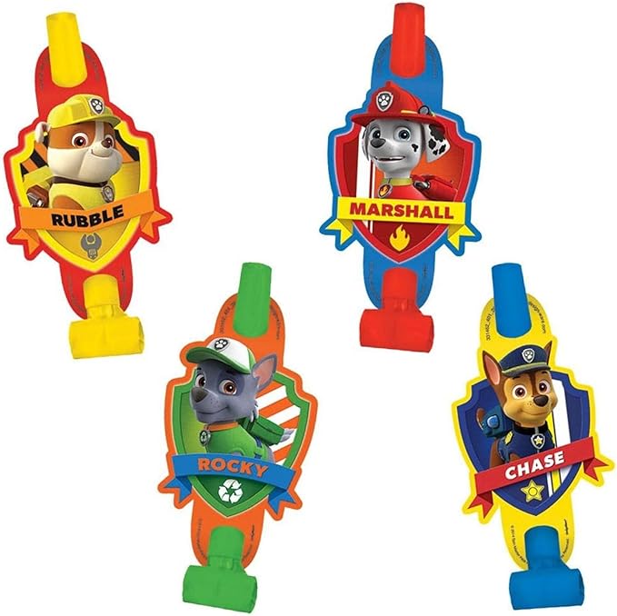 Paw Patrol Multicolor Party Blowouts - 5", 8 Pieces - Perfect Birthday Party Favors for Kids