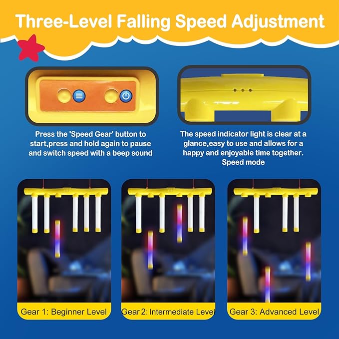 Reflex Drop Sticks,Reflex Light-Up Sticks Reaction Training Hand Speed Challenge Game, Upgrade Catching Sticks Game Remote Control 3 Adjustable Speed