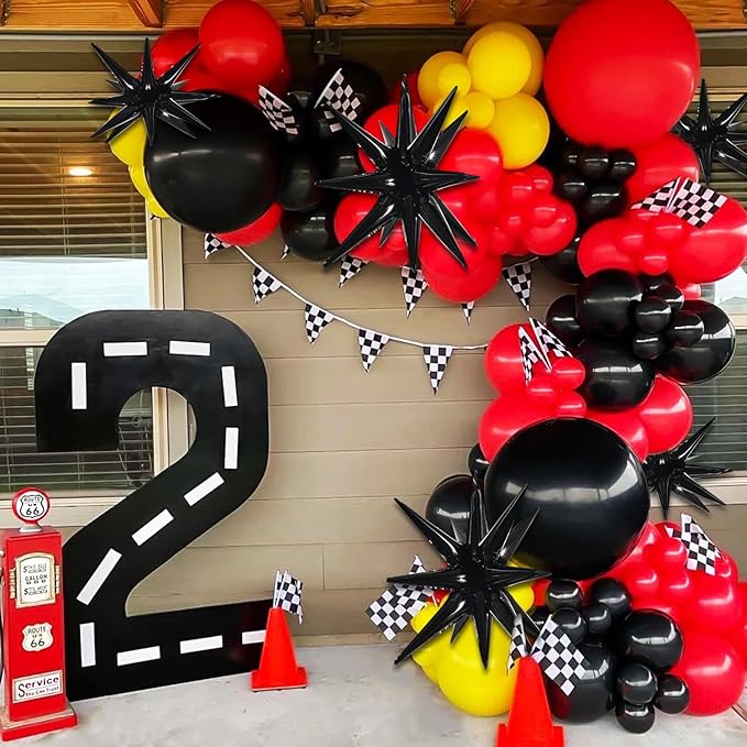 TONIFUL 4 Pcs 22inch 4D Huge Black Star Balloons Explosion Star Mylar Foil Balloons for Party Supplies Backdrop Christmas,New Year,Birthday,Halloween, Wedding,Photo Booth Ornament