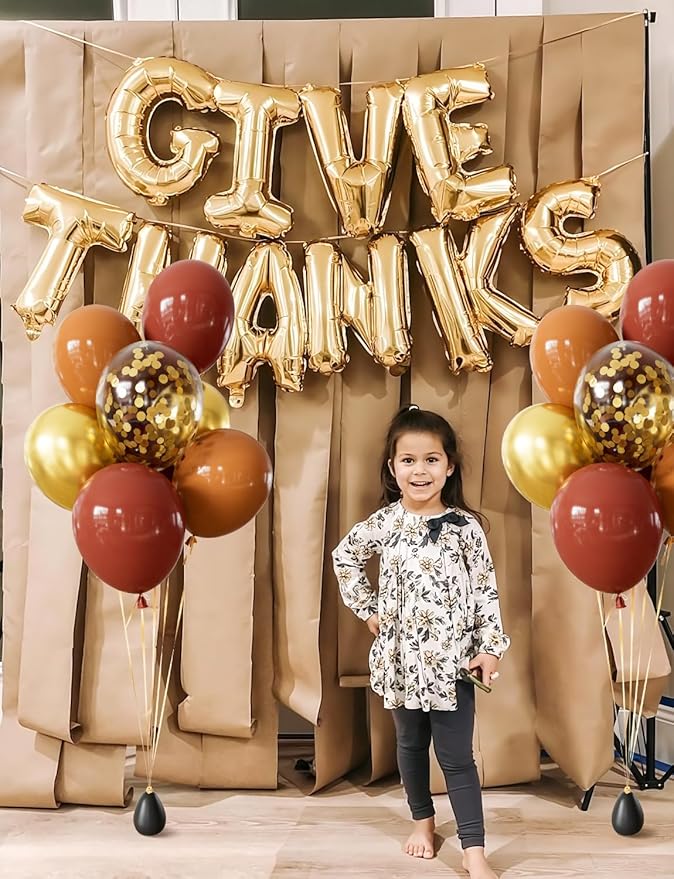 Fall Balloons, 50Pcs 12 In Thanksgiving Balloons in Coco Brown Gold Confetti, Autumn Latex Balloons for Family Dinner, Harvest Festival, Fall Party & Thanksgiving Decorations