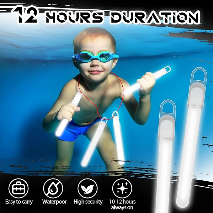 Lewtemi 50 Pack 4" or 6" Bright Glow Sticks Bulk, Glow in the Dark Party Supplies Birthday and Holidays (4 Inch,White)