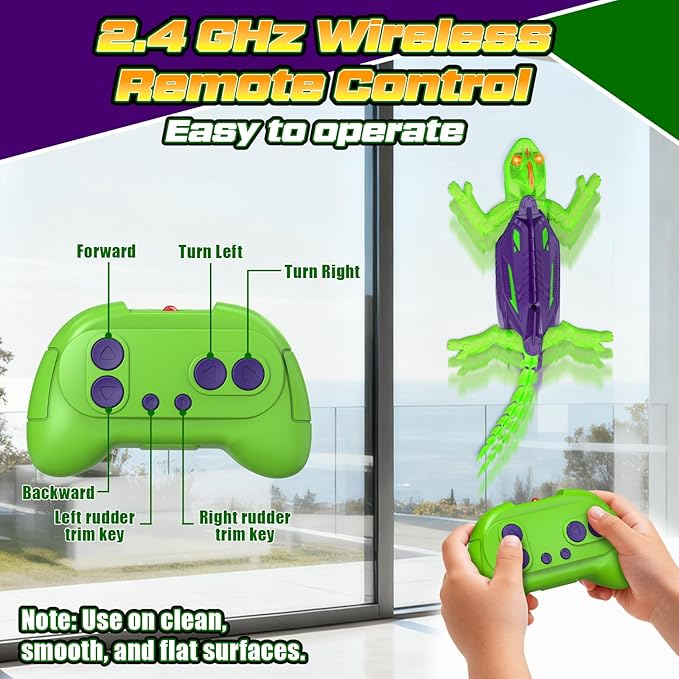 Goody King Glow-in-The-Dark Wall-Climbing RC Toy, Rechargeable Remote Control Robot with LED Eyes, Climbs Walls, 360° Rotating & Dual-Surface Crawler for Floor and Wall,Gift for Kids Ages 3+,Halloween
