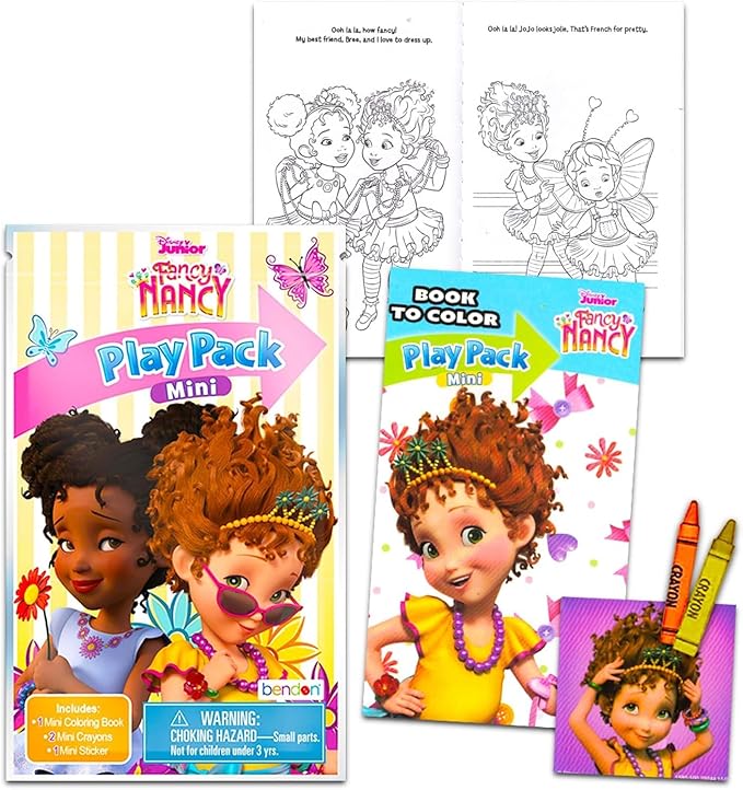 Disney Fancy Nancy Mini Party Favors Set for Kids - Bundle with 24 Mini Fancy Nancy Grab n Go Play Packs with Coloring Pages, Stickers and More (Fancy Nancy Birthday Party Supplies)