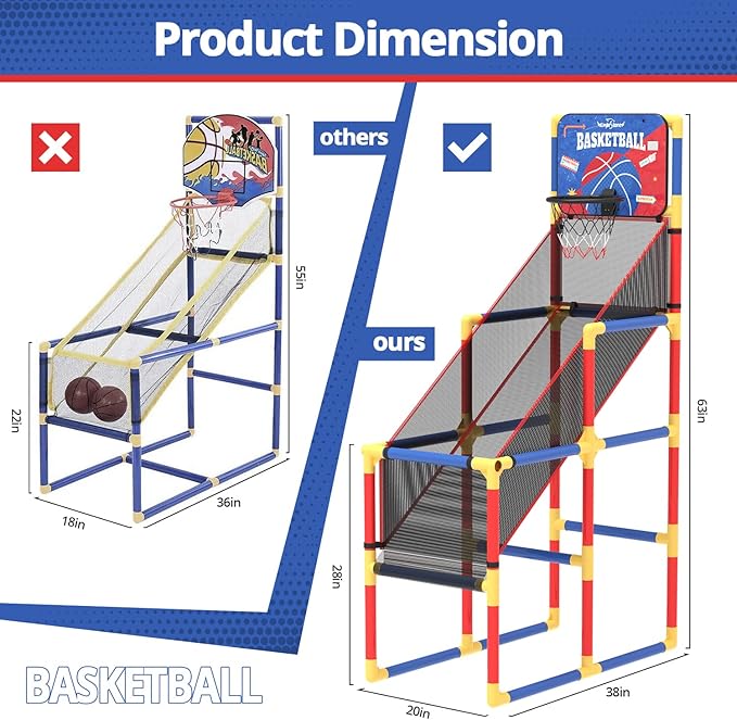 EagleStone Kids Arcade Basketball Game with Electronic Scoreboard and Cheer Sounds, Indoor Outdoor Basketball Hoop with 4 Balls, Game Toy Gift for Ages 3-12 Boys and Girls