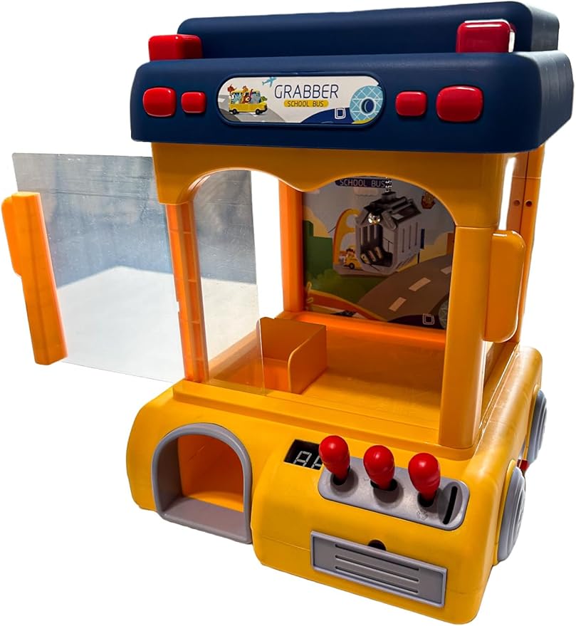 School Bus Claw Machine for Kids Adults with prizes Vending Machine with Music Crane Game Toys 2 Power Supply Modes Arcade Unisex