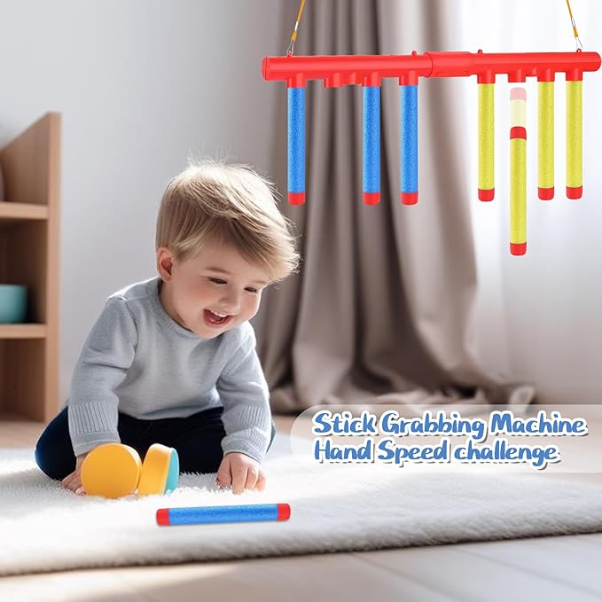 Reflex Drop Sticks Challenge Game - 3 Adjustable Speed Modes for Solo/Dual Play, Hand-Eye Coordination & Reaction Training Toy, Fun Catch Falling Sticks Game for Kids, Adults(Battery Free)