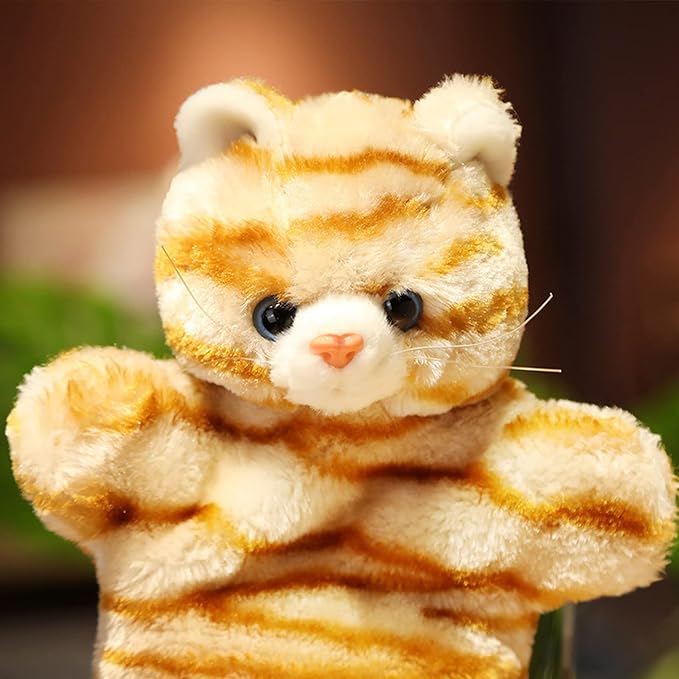 Tabby Cat Hand Puppets Kitten Plush Animal Toys Dolls for Kids Imaginative Pretend Play Storytelling