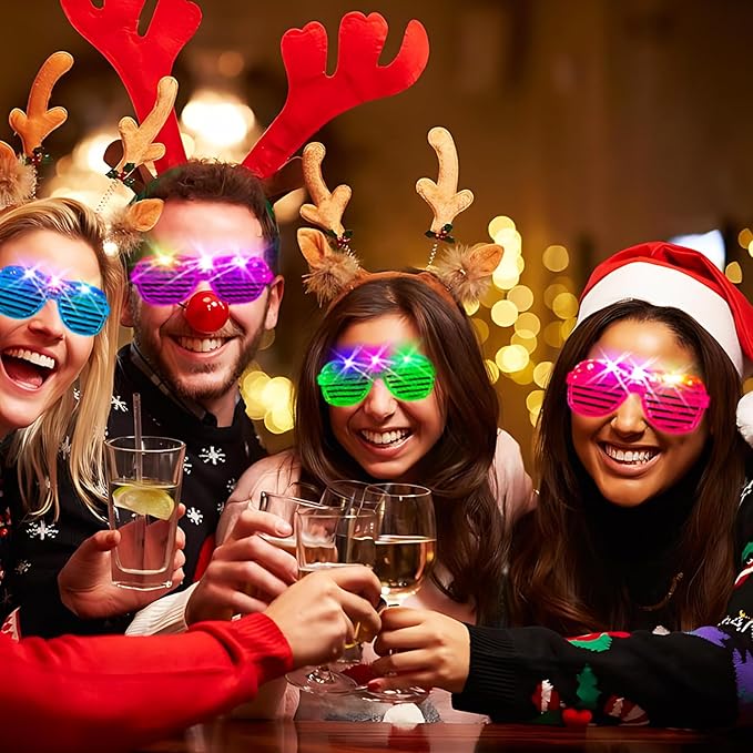 38PCS LED Glasses, Light Up Glasses, 5 Colors, 3 Light Modes, Glow in The Dark Party Supplies, Neon Party Favors for Birthday Gifts, Party Decorations, New Year, Carnival