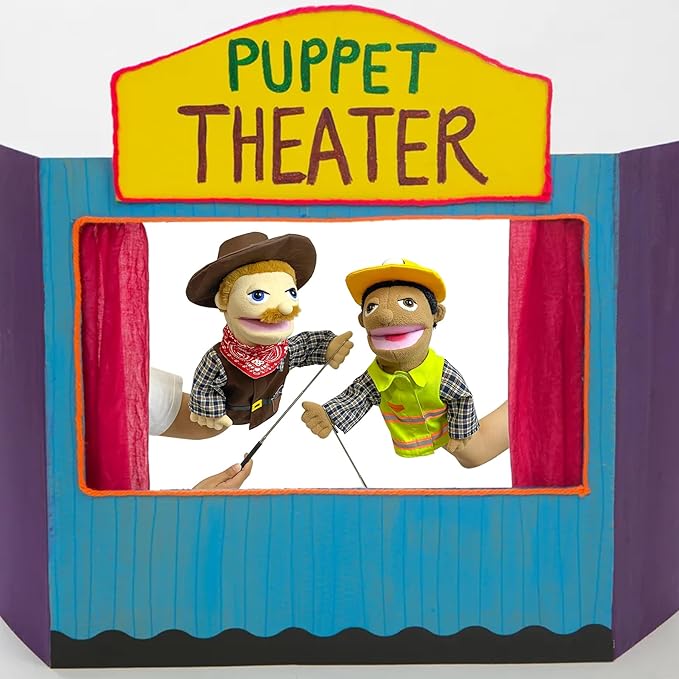 16"Puppets Entriloquist Puppe t,Hand P uppets for Kids Plush Cowboy Pupp ets for Adults with Removable Mouth P uppet for Kids Ages 4-8，Hand Pu ppet for Adults with Scalable Puppet Control Rod