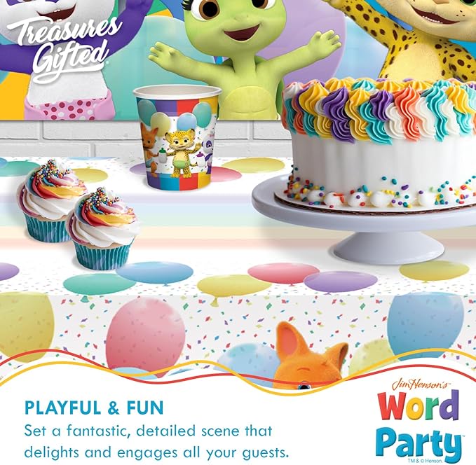 Treasures Gifted Officially Licensed Jim Henson's Word Party Tablecloth - Pack of 1 - 54in x 108in - Birthday Party Supplies - Table Cover