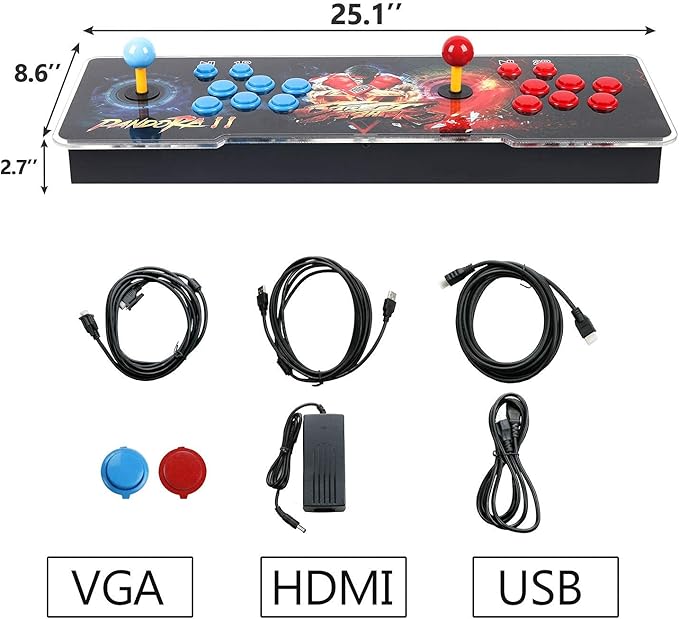 Pandora Treasure 3D Arcade Game Console - 30000 Games Installed, Search Games, Support 3D, 1280x720P, Favorite List, 4 Players Online, 2 Player Controls