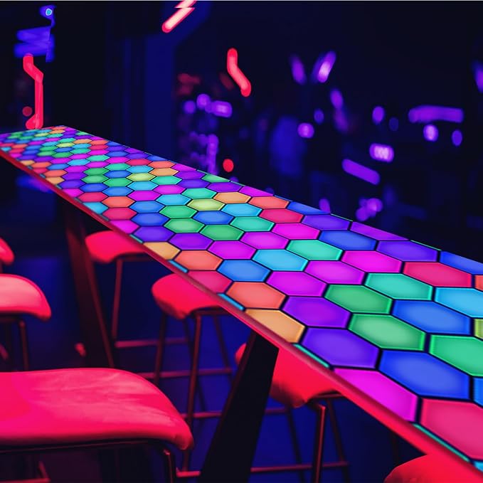 Haull 138 x 59 Inch Glow in The Dark Party Supplies Neon Party Decorations Light up Dance Floor Blacklight Rug UV Reactive Fluorescent for Carnival Birthday Wedding Favors(Pentagon)