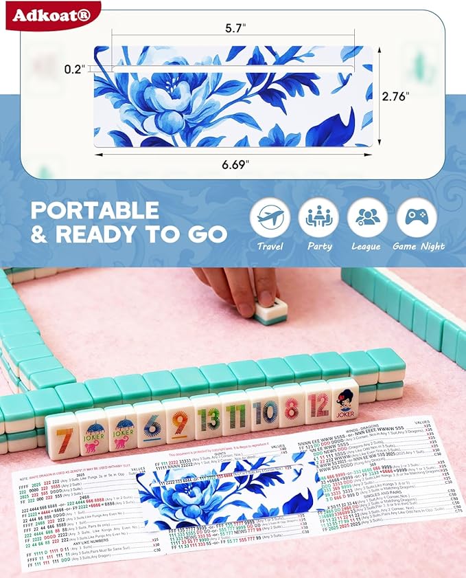 Adkoat® 4PCS Chinoiserie Mahjong Line Finder: Mah Jongg Accessories and Gifts - American Mahj Card Line Marker to Reading - Guided Reading Ruler Tool for ADHD Dyslexia Overlays Mahjongg Players
