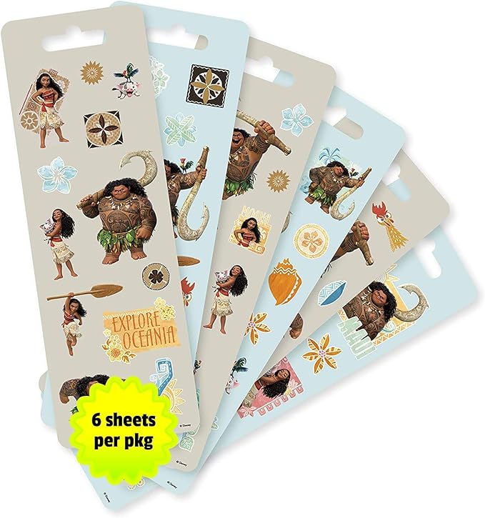Disney Moana Party Favors Set for Kids - Bundle with 6 Moana Pens with Rubber Character Clip, 6 Sticker Sheets, and More | Moana Party Supplies for Boys and Girls