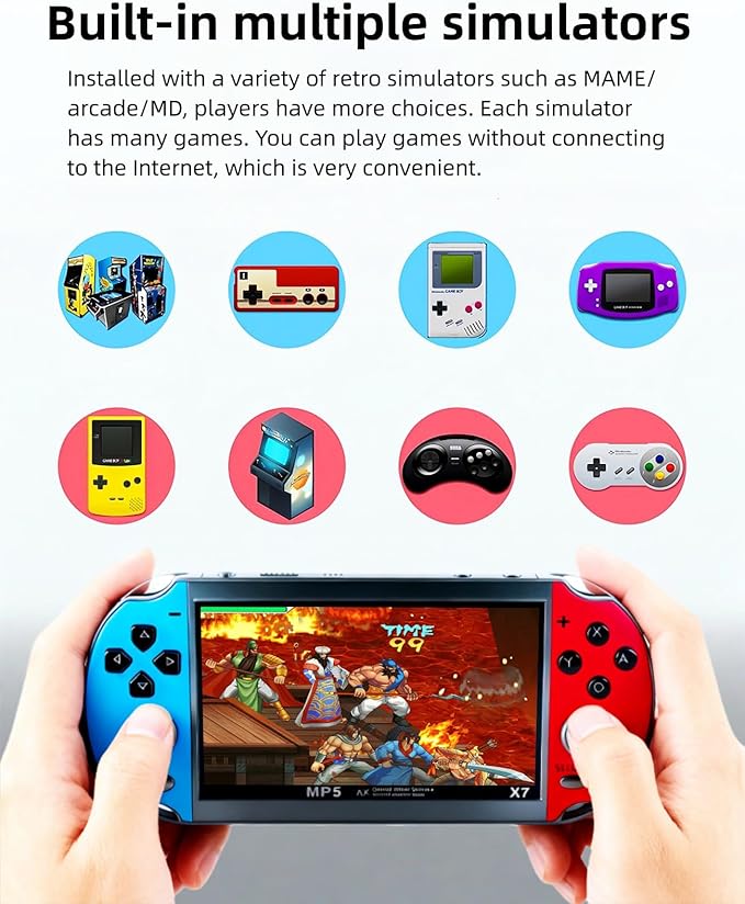 4.5 Inch Retro Game Console Multiple Simulators Built-in Free 3000 Games Support Video/Music Portable Children's Puzzle Device/Toys Electronic Game Kid's Travel Companion