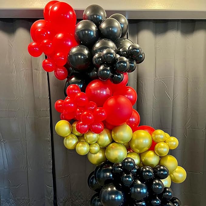 Red and Black Balloon, 60 Packs 12 Inch Red Black and Gold Balloon, Black Red Balloons for Casino Theme Party Decorations Graduation New Year Party Birthday Decorations