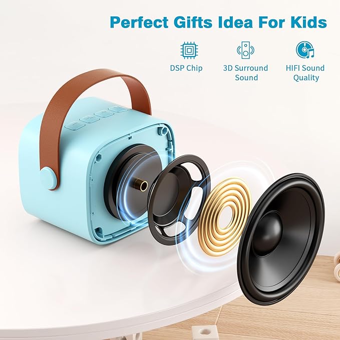 Mini Karaoke Machine with 2 Wireless Microphones, 2026 TOP Kids Portable Bluetooth Karaoke Machine for 3, 4, 5, 6, 7, 8, 9,10,11,12+Year Old, Christmas Birthday Gifts for Girls Boys Adults Home Party
