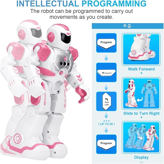 KingsDragon Robots Toy for Kids, RC Gesture Sensing Toy, Interactive Walking Singing Dancing Robot Birthday Presents for Boys Girls Age 6 7 8 9 Years Old,Pink