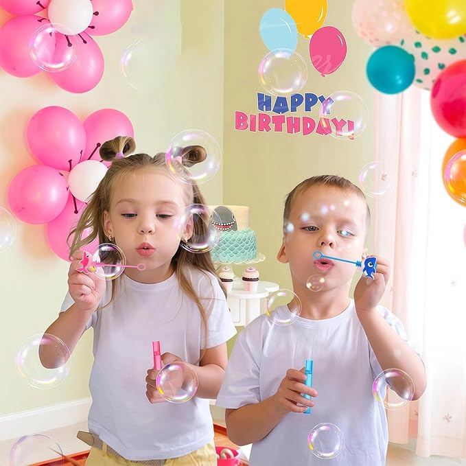 AFZMON 24Pcs Shark Party Favors Bubble Wands for Kids, Under The Sea Mini Bubbles Wand Toys, Ocean Birthday Party Supplies Goodie Gift Bag Stuffers Pinata Classroom Prizes