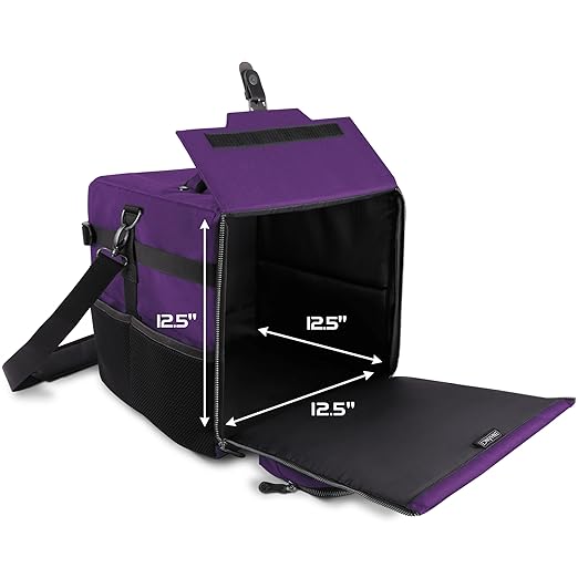 ENHANCE Board Game Shoulder Bag - Collector's Edition Board Game Storage with Shoulder Strap and Accessories Pockets for Dice, Cards, More - Reinforced Carrier Protects Tabletop Games (Dragon Purple)