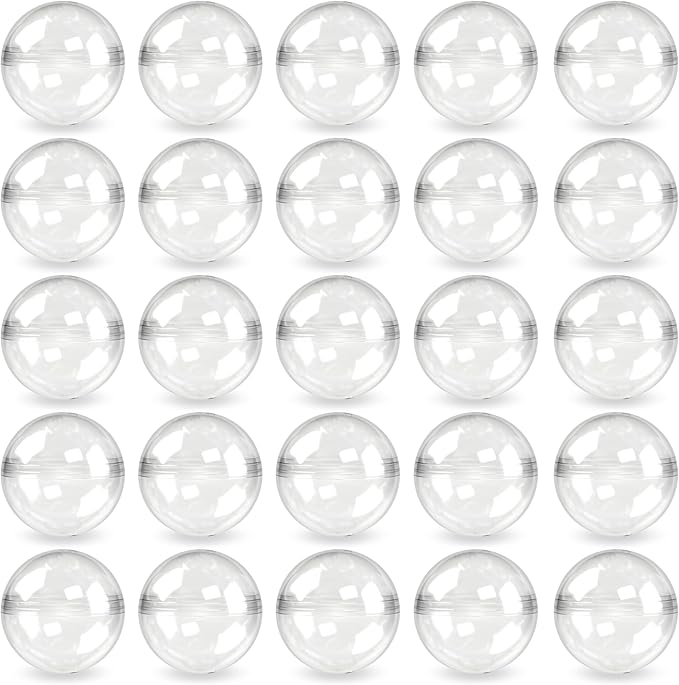 Capsule Vending Machine Round 100 pcs 1.1 inch - Gumball Machine Capsules Bulk Clear Container - Easter Basket Stuffers Birthday Gifts Pinata Stuffers DIY Craft Supplies - Clear Capsules Empty