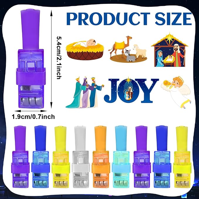 36PCS Christmas Nativity Finger Lights for Kids Nativity Light Up Finger Lights Bulk Christmas Jesus Led Fingers Light Glow in the Dark Jesus Toys Xmas Stocking Goodie Bag Filler Religious Funny Gift