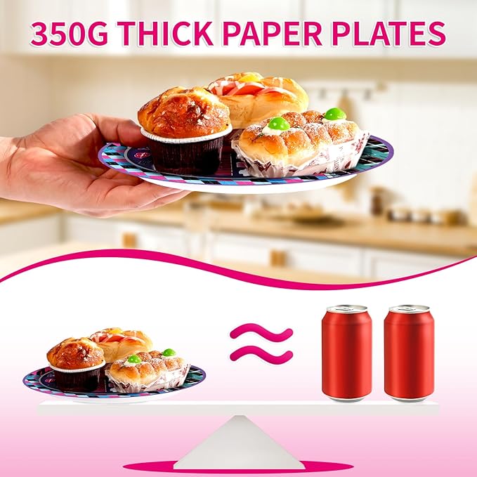 96 Pcs Monster Girl High Birthday Party Supplies Monster Skull Plates and Napkins Purple Belted Skull Tableware Set for Girls Baby Shower Birthday Themed Parties Supplies, Serves 24