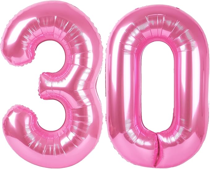 40 Inch Pink Number 30 Digital Balloon,Jumbo Mylar Foil Helium Balloon for 30 Balloons for Birthday Party,Wedding Anniversary Party Decorations