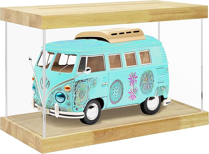BenchPro Clear Acrylic Display Case for Trophy, Collectibles, Assemble Cube Display Box Stand Dust Proof Protection Showcase for Action Figures Toys. (1.75" Thick Wood, 16" H x 24" L x 12" D)