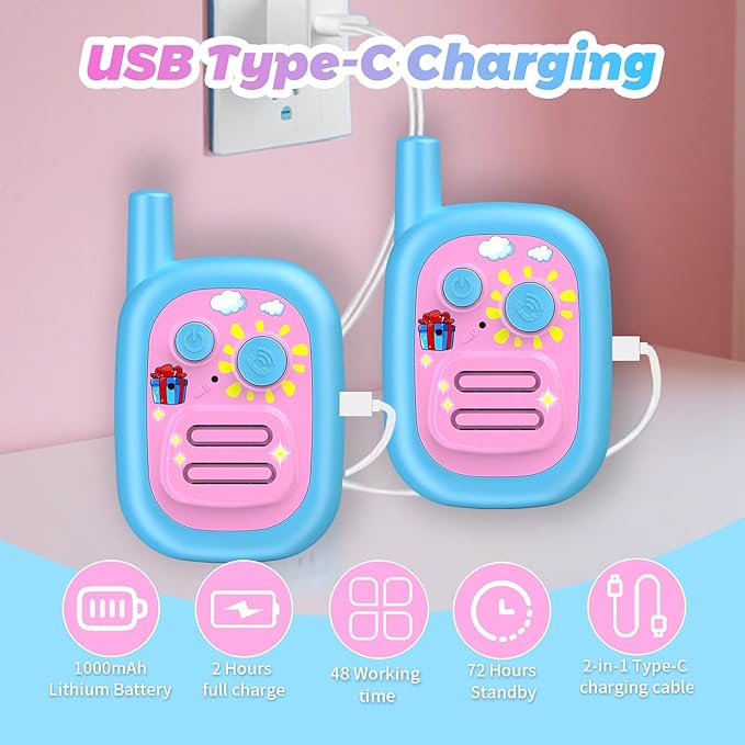 Walkie Talkies for Kids 3 Pack,3 Miles Family Walky Talky Children Radio Long Range,22 Channels Kids walkie talkies with VOX Function,3-12 Years Old Boys Girls Xmas Birthday (Blue 001)