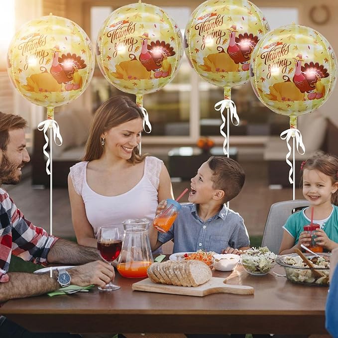 KALOR 22 Inch Thanksgiving Fall Turkey Balloons, 10 Pcs Orange Large 4D Autumn Foil Balloon for Thanksgiving Party Decorations Supplies