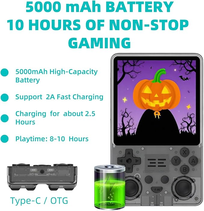 RGB20SX Retro Handheld Game Console Portable Retro Video Console with 4.0 Inch IPS 720*720 HD Screen 5000mAh Battery Retro Portable Gaming Console (Translucent Black)