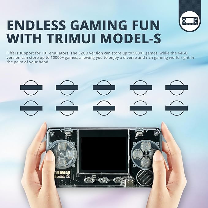 TRIMUI Model S Mini Handheld Game Console, 2 inch IPS Screen, Retro Video Game, Metal, ARM628 Processor (Red-32GB)