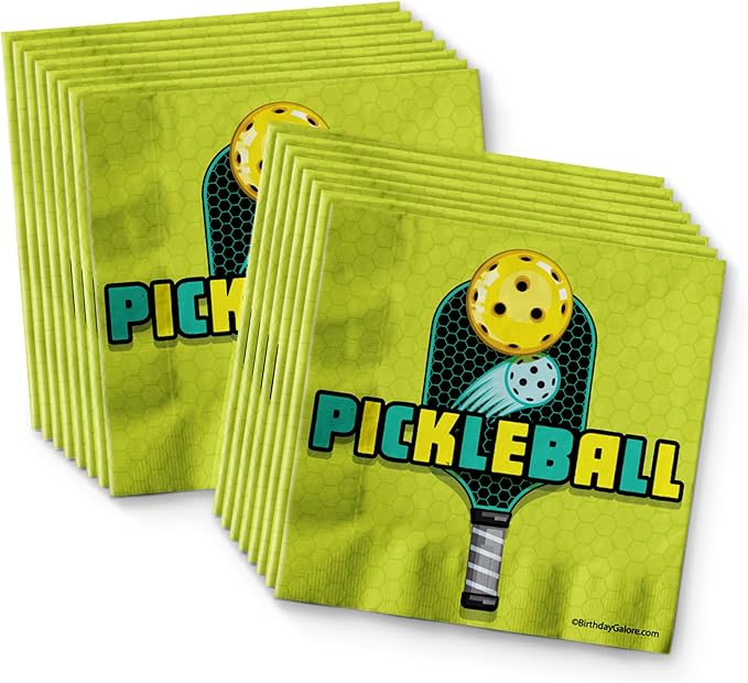 Pickle Ball Birthday Party Supplies - Pickleball Party Supplies - Summer Paper Plates | Disposable Tableware Set Includes Plates Napkins and Cups | Kit for 16