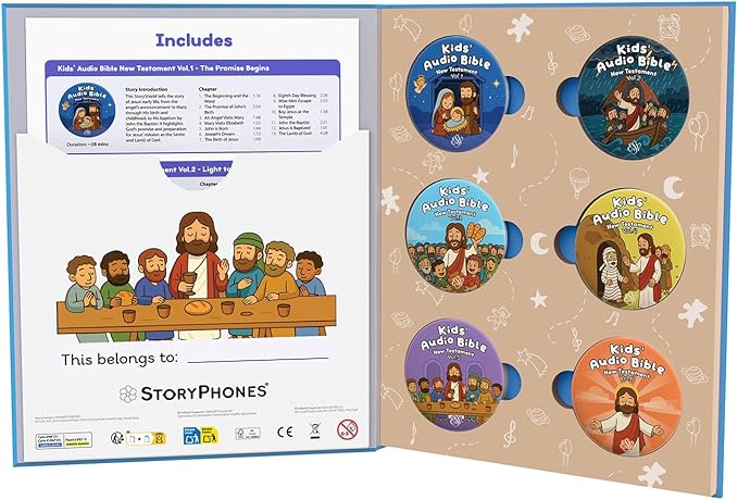 New Testament StoryShield Collection for StoryPhones Headphones | 6 Screen-Free Audio Disks in Collaboration with Crossway - Includes HardBack Book, StoryPhones Headphones sold separately on Amazon