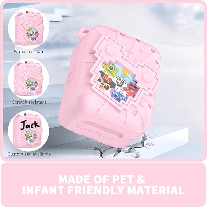 Soft Silicone Case for Bitzee Disney Interactive Toy Digital Pet, Shockproof and Protective Carrying Case for Bitzee Disney Virtual Electronic Pets with Lanyard for Kids (Pink)