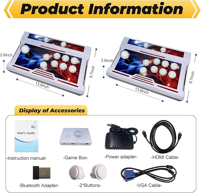 Pandora Box Console 32000 Arcade Games in 1, Two Separate joysticks，Bluetooth Function ,Retro Game Machine for TV PC Projector, Supports Up to 4 Players, Full HD Output, Search, Save, Hide