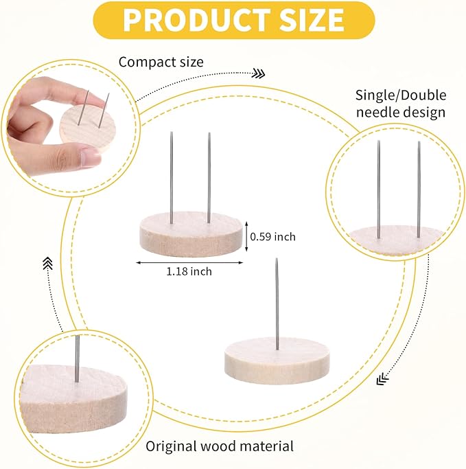 24 Pcs Single and Double Steel Needle Crochet Doll Stand, Wooden Knitted Doll Holder for Displaying Mini Crochet Toys, Perfect Base for Emotional Support Toy, Action Figures, Collectibles