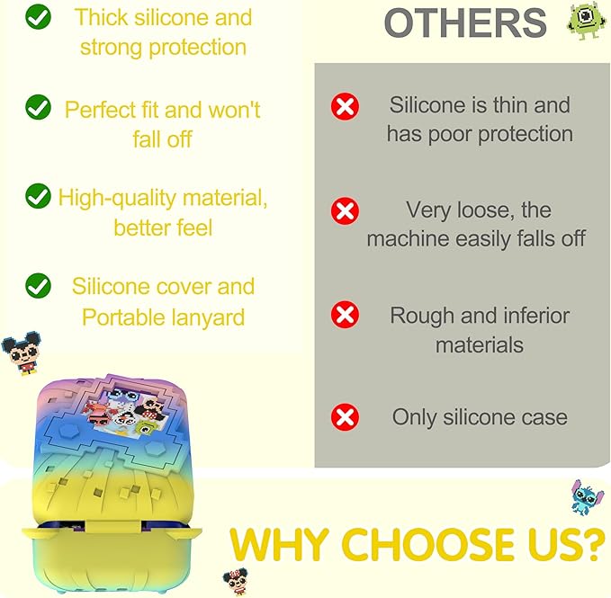 Silicone Case for Bitzee Disney Interactive Toy, Anti-Scratch, Washable, Shockproof Silicone Protective Cover for Bitzee Disney Interactive Toy Accessories with Lanyard - Colorful