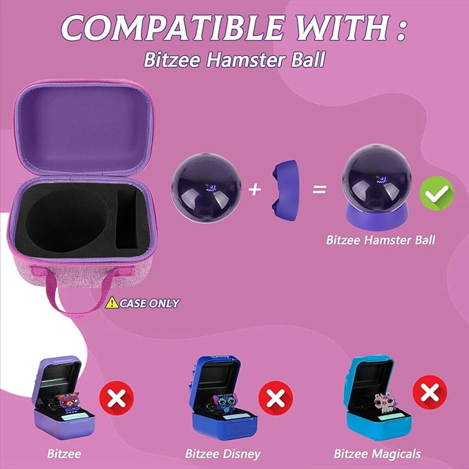 MGZNMTY Travel Case for Bitzee Hamster Ball Interactive Toy - Custom Foam Protective Carrying Box for Virtual Electronic Digital Pet Toy & Dock for Kids (Case Only) (Purple)