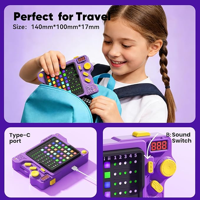 Super Decoder Game, 4-in-1 Code Breakers Puzzle Game, Handheld Games for Kids and Adults, Birthday Gift for Boys and Girls, Travel Games for Road Trip (Purple)