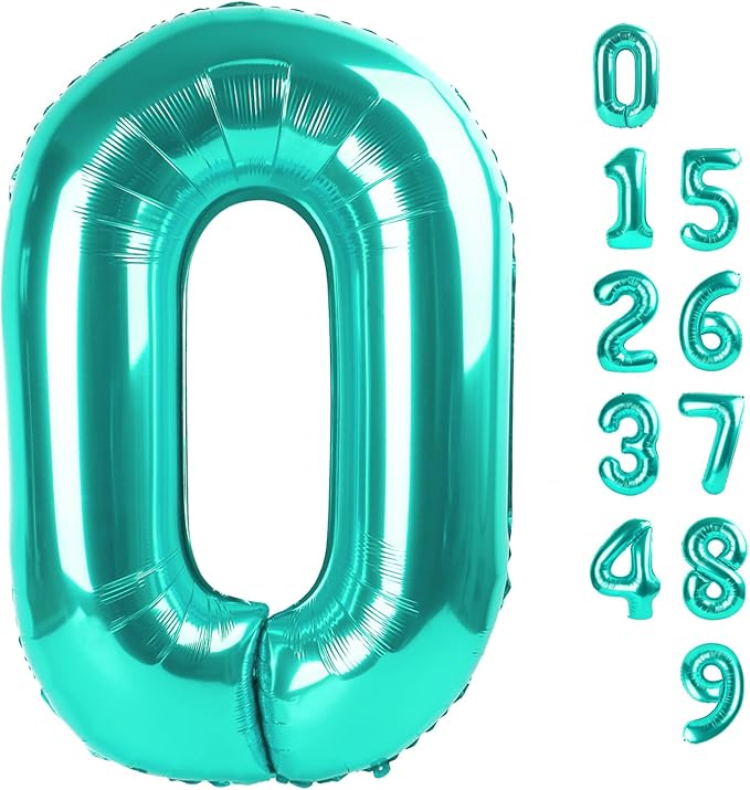 Number 0 Balloons 40 Inch Blue-green Number Balloons for 10 20 30 40 50 60 70 80 90 100 Numbers Balloon Birthday Decorations Wedding Event Baby Shower